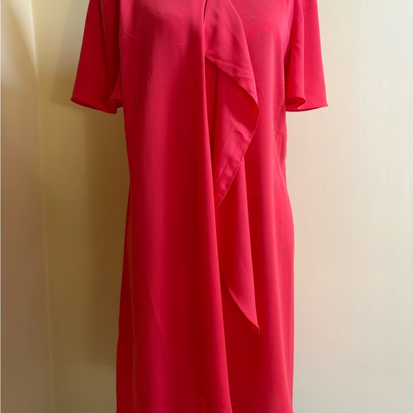 BCBGMaxAzria Vibrant “Bright Poppy” Midi Dress M NWT’s RUFFLED - Picture 2 of 16